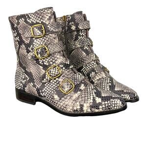 J.Crew multi buckle leather snakeskin booties new in box size 5.5